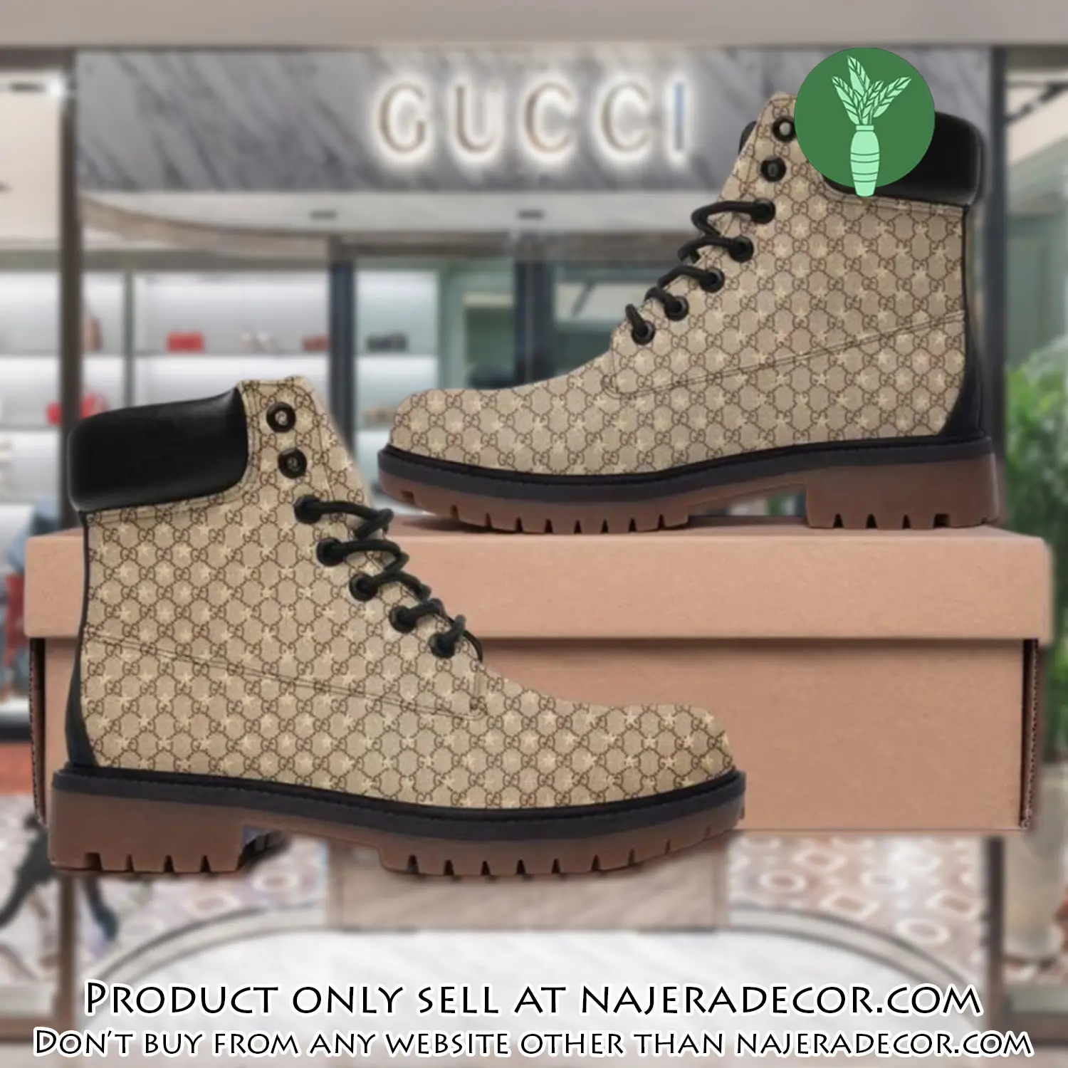 Gucci beige luxury brand boots premium gifts for men women njr2055052